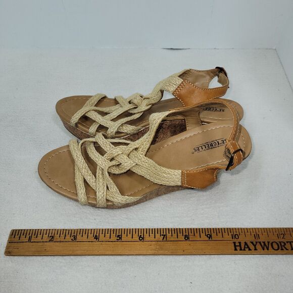 Seychelles Sandals Womens Size 8.5 Beige Leather Skin Block Heel Back Strap - Picture 5 of 13